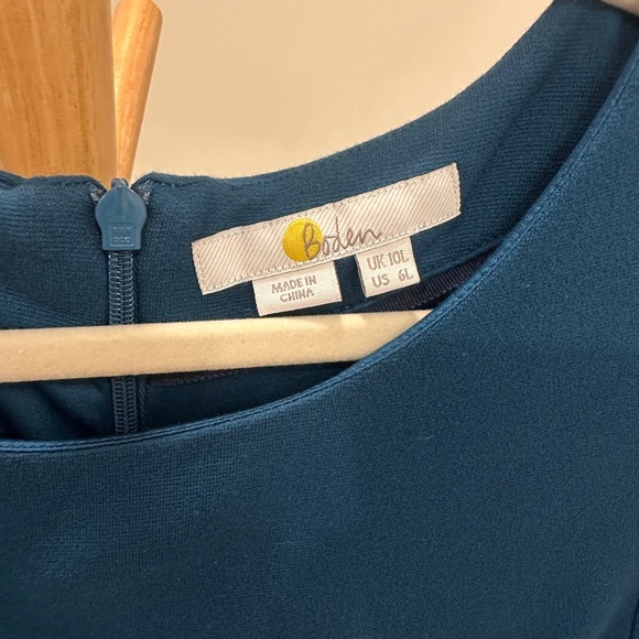 Boden Teal Cap Sleeve Belted Midi Dress Size 6 Fully Lined Stretch - Picture 2 of 4